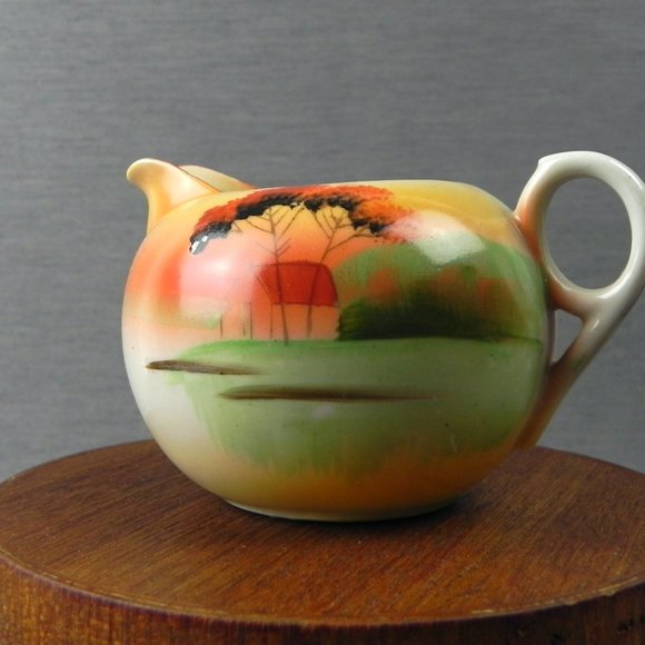 Vintage 70s Japanese Creamer | Hand-Painted Scenic Shofu China | Japan Porcelain - Picture 2 of 10